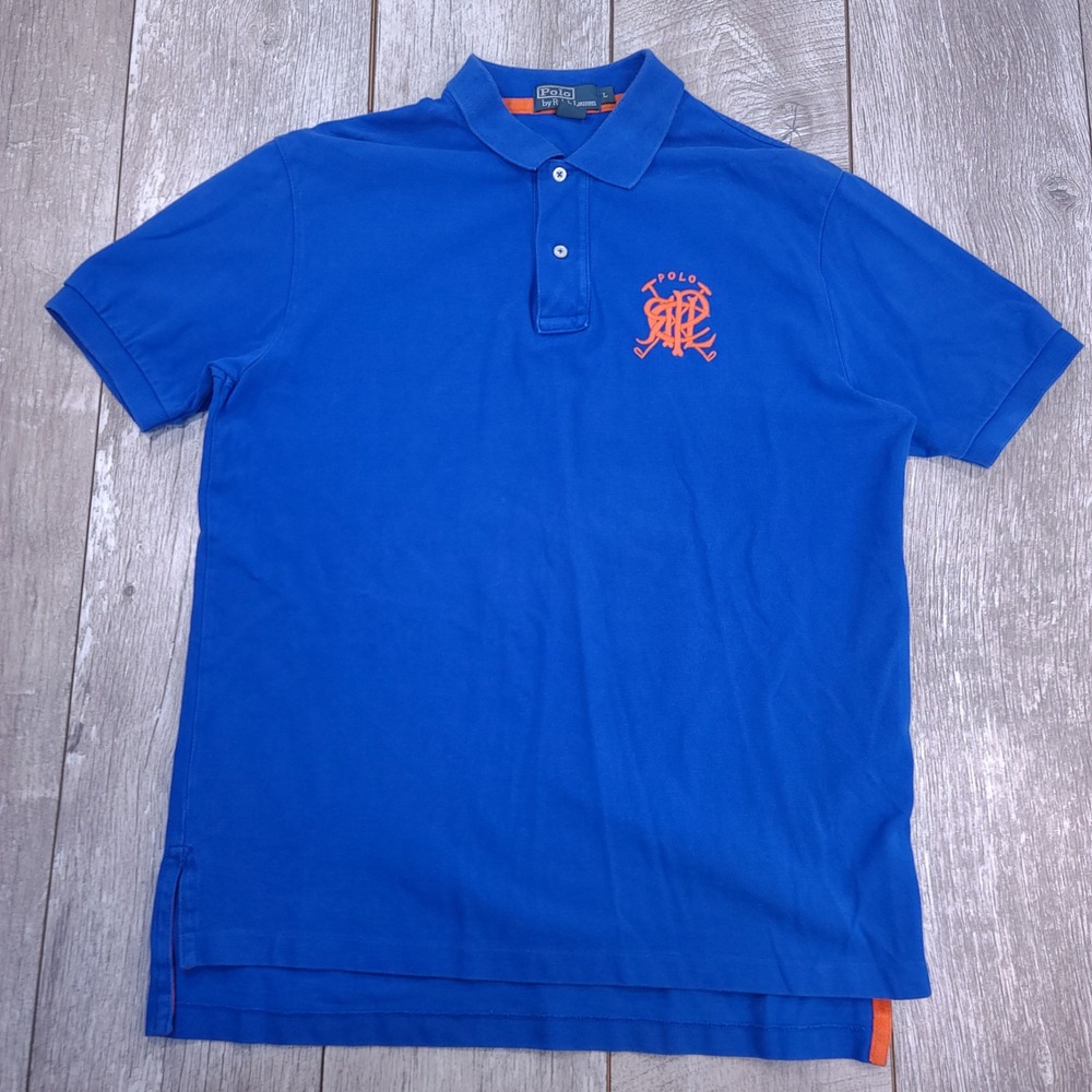 Polo Ralph Lauren Polo Shirt Mens Large Blue Crest Logo Short Sleeve Pique